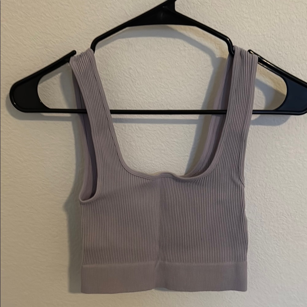 Violet Ribbed Crop Top - Picture 3 of 3